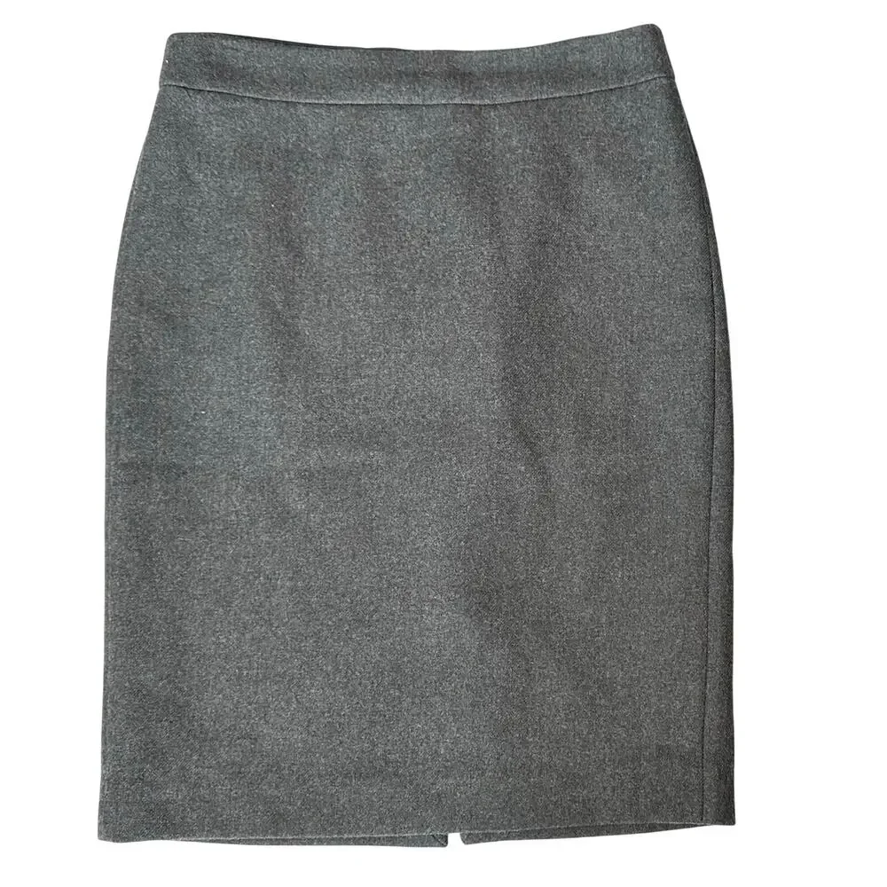 J. Crew Double Serge Pure Wool No 2 Pencil Skirt Gray 47314 Size 6